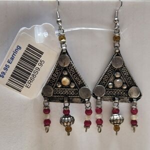 Silver and Pink Dangle Earrings